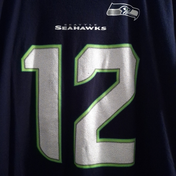 Alstyle Navy Seahawks 12th MAN Fan  Jersey Style T-Shirt Size-XL - Picture 2 of 5